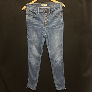 Madewell 10" High-Rise Skinny Jeans Four Button-Front Edition Size 28